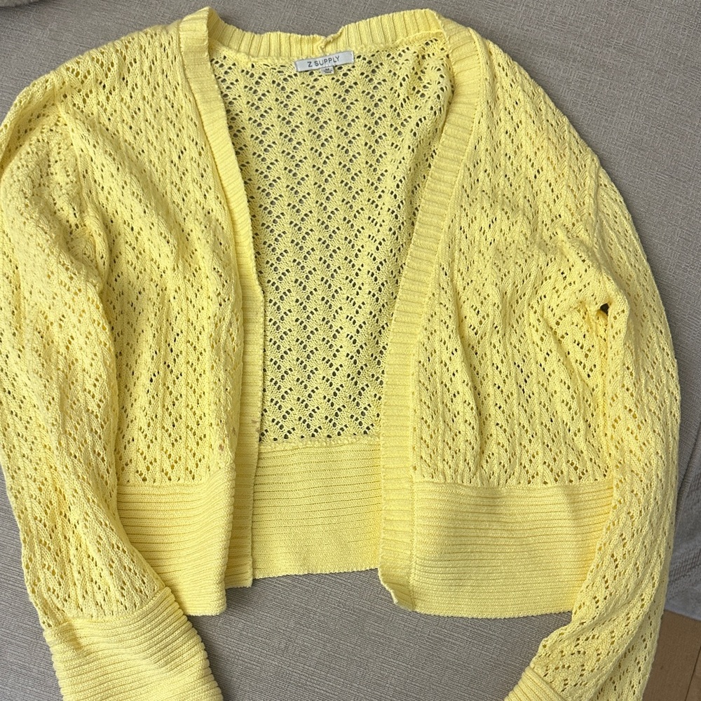 Z Supply Yellow Open-Knit Cardigan